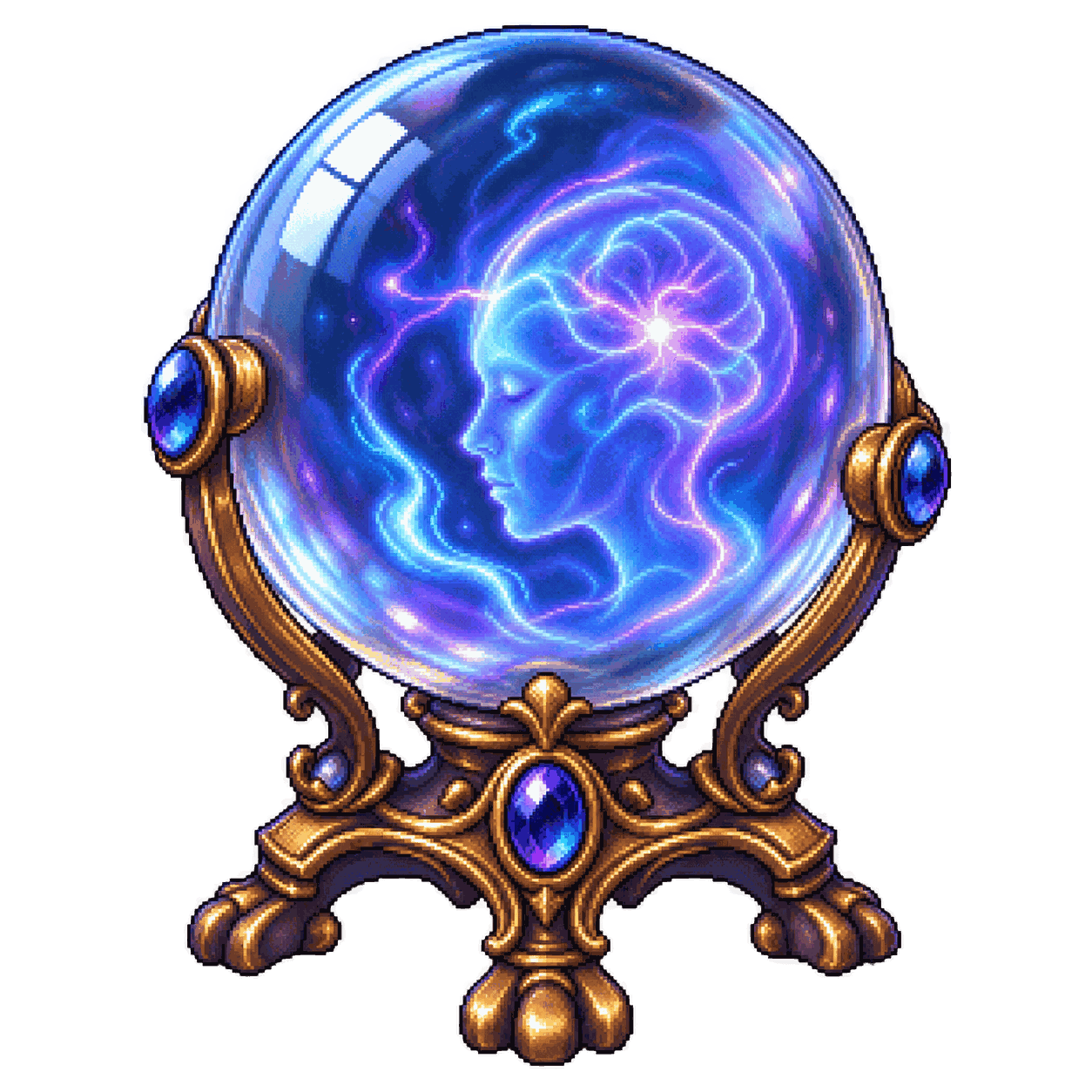 Static high-resolution pixel-art illustration of Crystal Ball of Mind Reading.