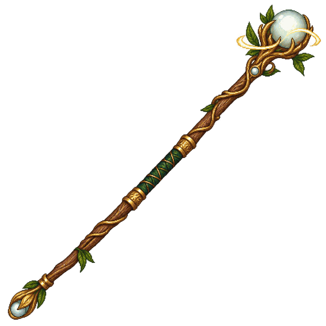 Static high-resolution pixel-art illustration of Staff of Healing.