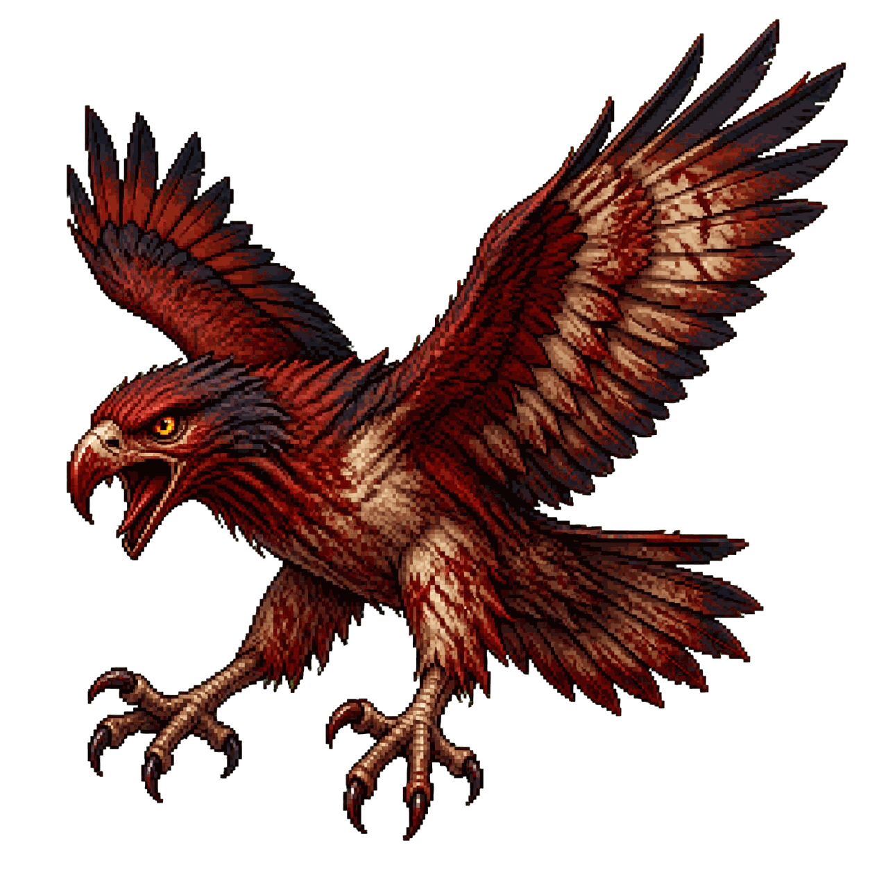 Static high-resolution pixel-art portrait of Blood Hawk.