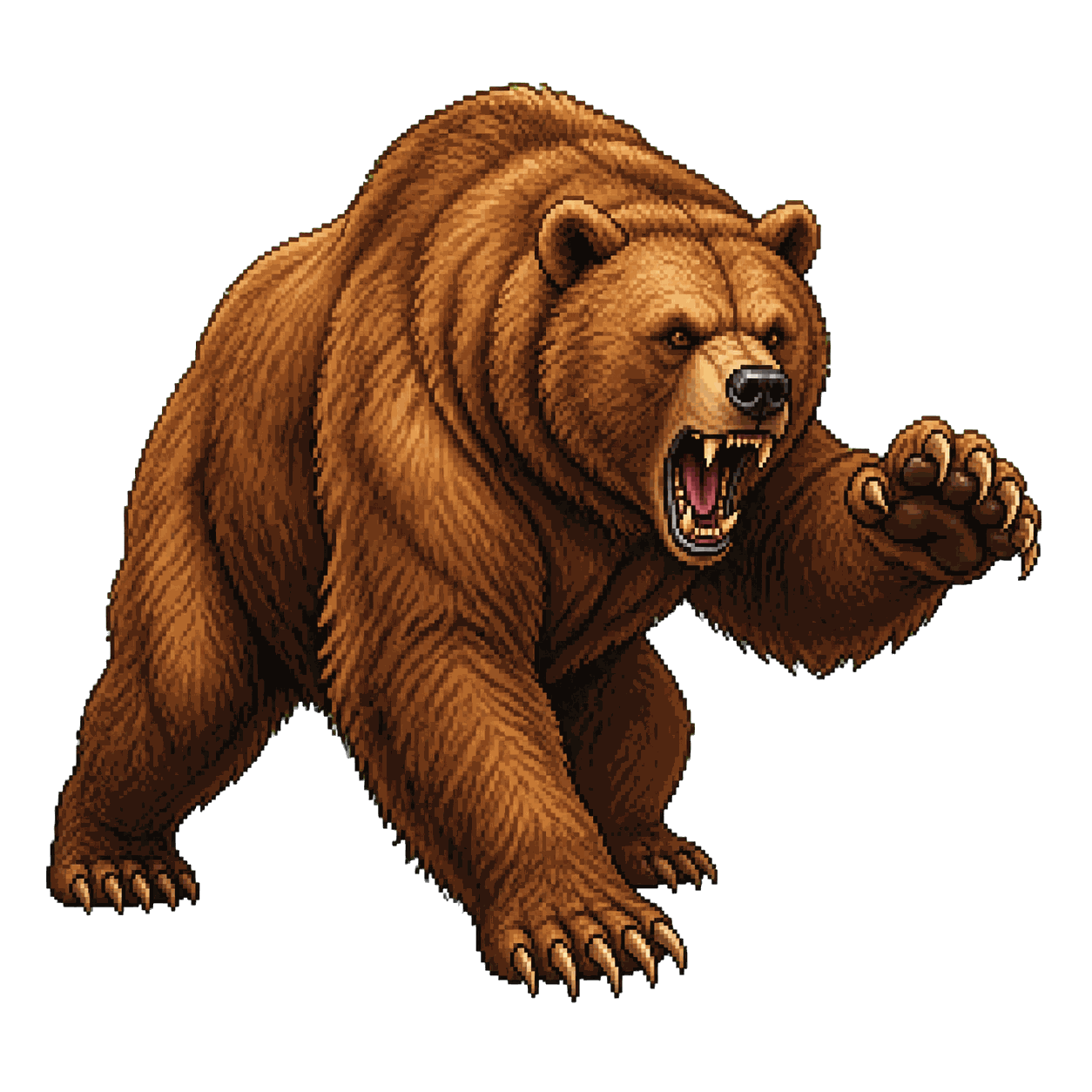 Static high-resolution pixel-art portrait of Brown Bear.