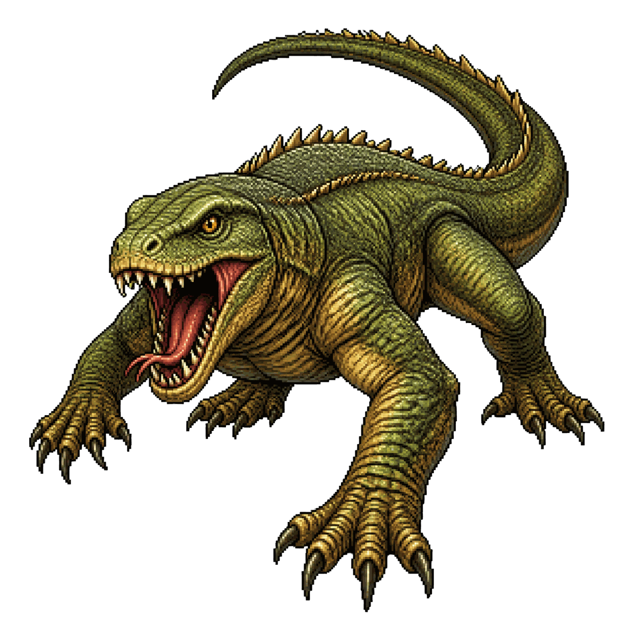 Static high-resolution pixel-art portrait of Giant Lizard.