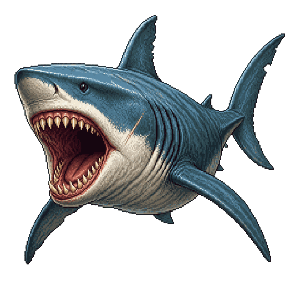 Static high-resolution pixel-art portrait of Giant Shark.