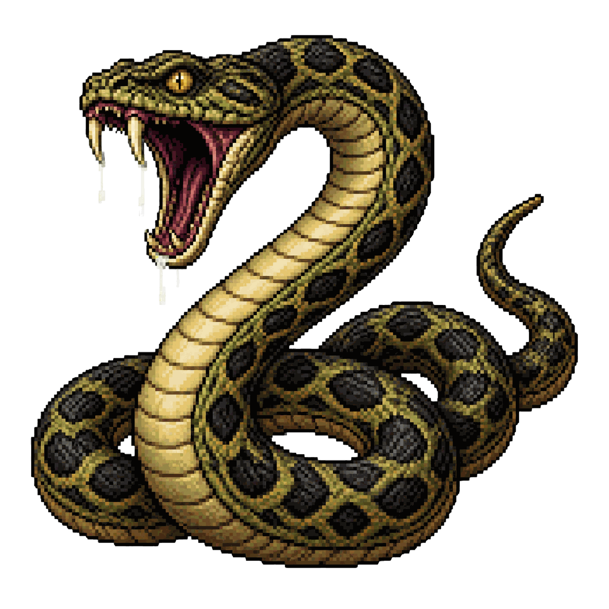 Static high-resolution pixel-art portrait of Giant Venomous Snake.
