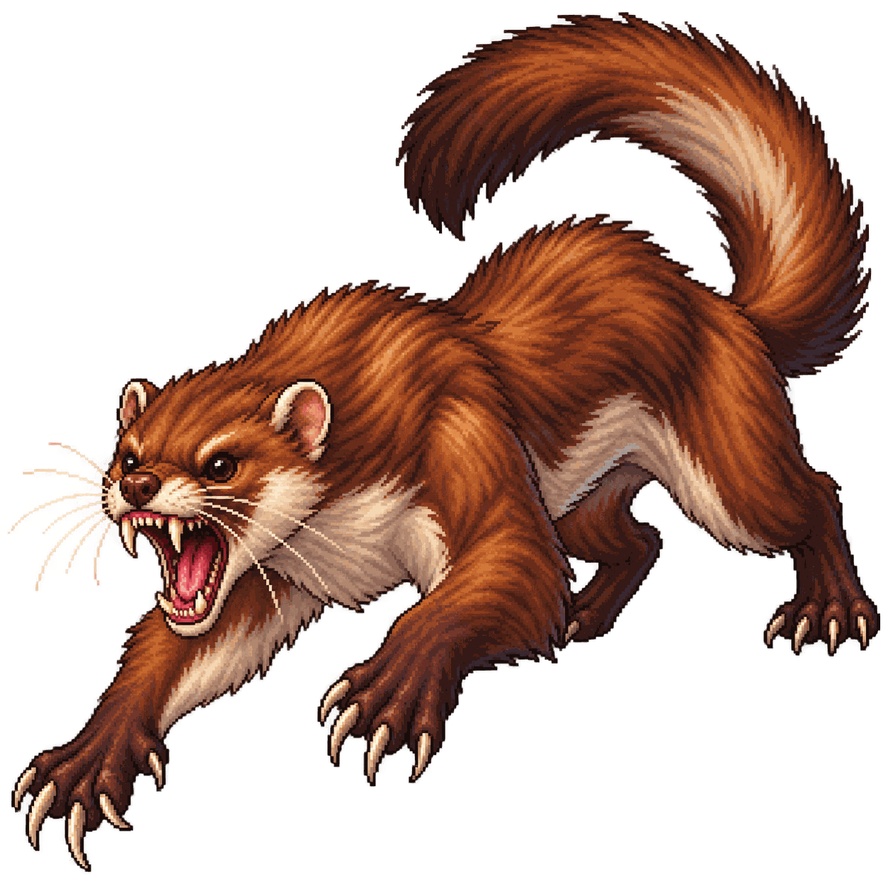Static high-resolution pixel-art portrait of Giant Weasel.