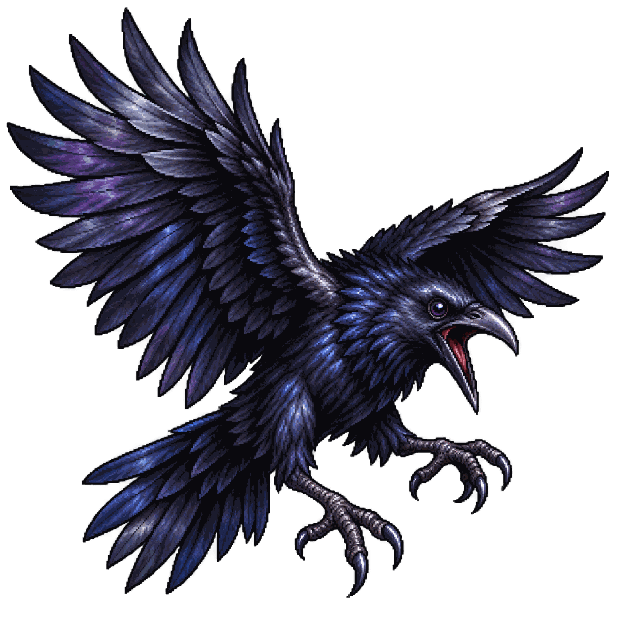 Static high-resolution pixel-art portrait of Raven.