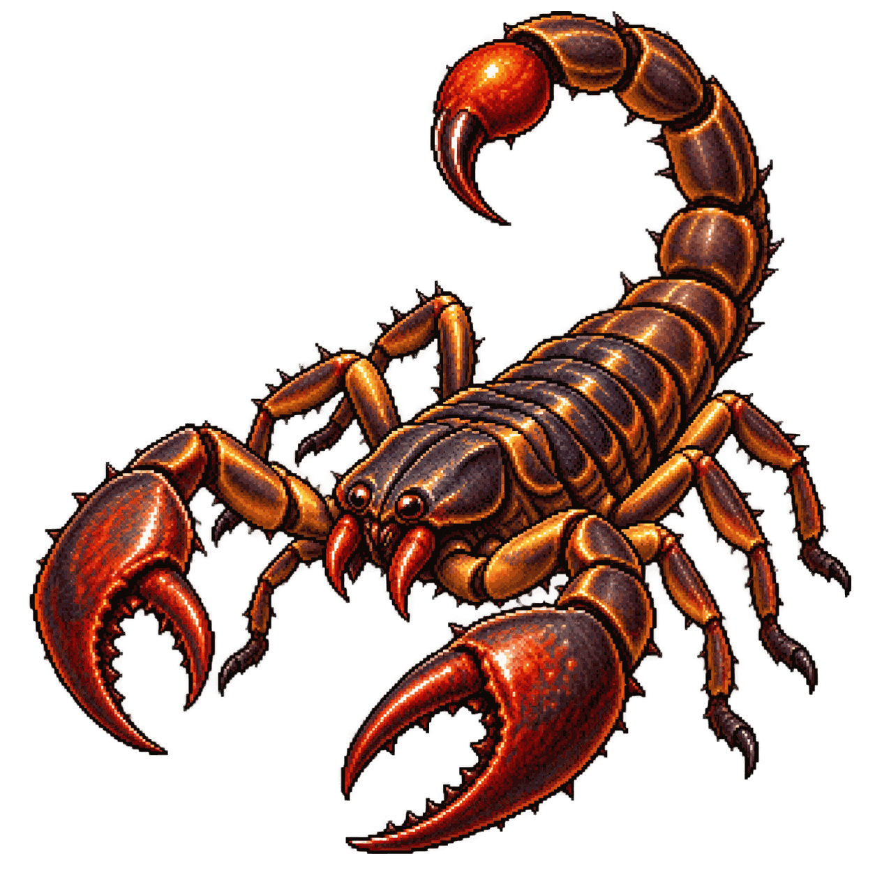 Static high-resolution pixel-art portrait of Scorpion.