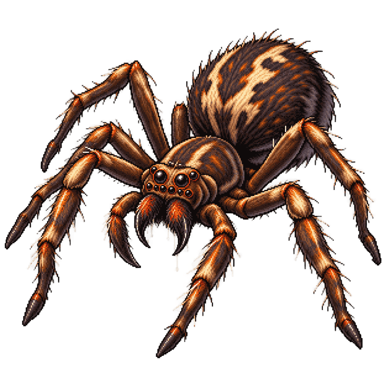 Static high-resolution pixel-art portrait of Spider.