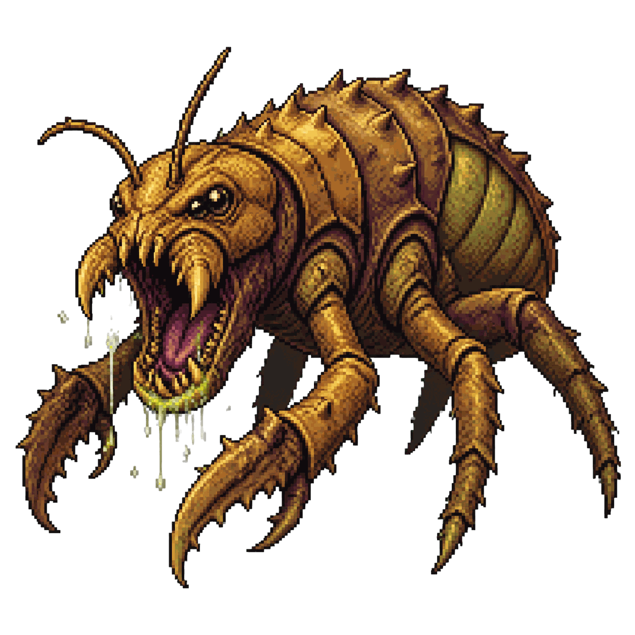 Static high-resolution pixel-art portrait of Ankheg.