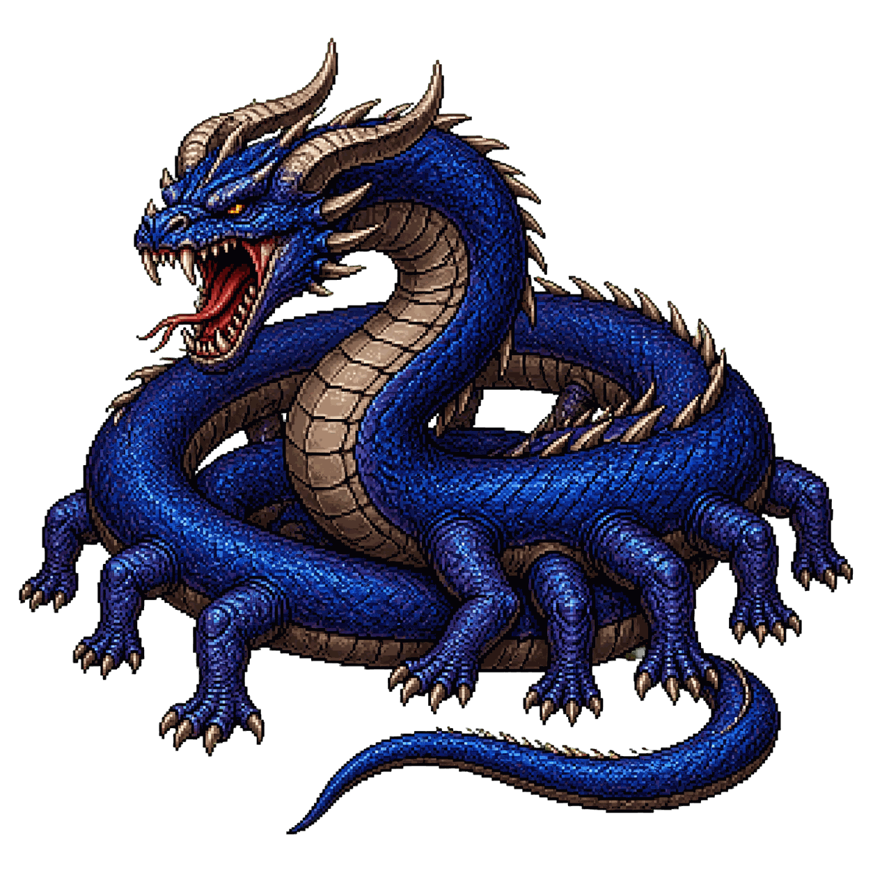 Static high-resolution pixel-art portrait of Behir.