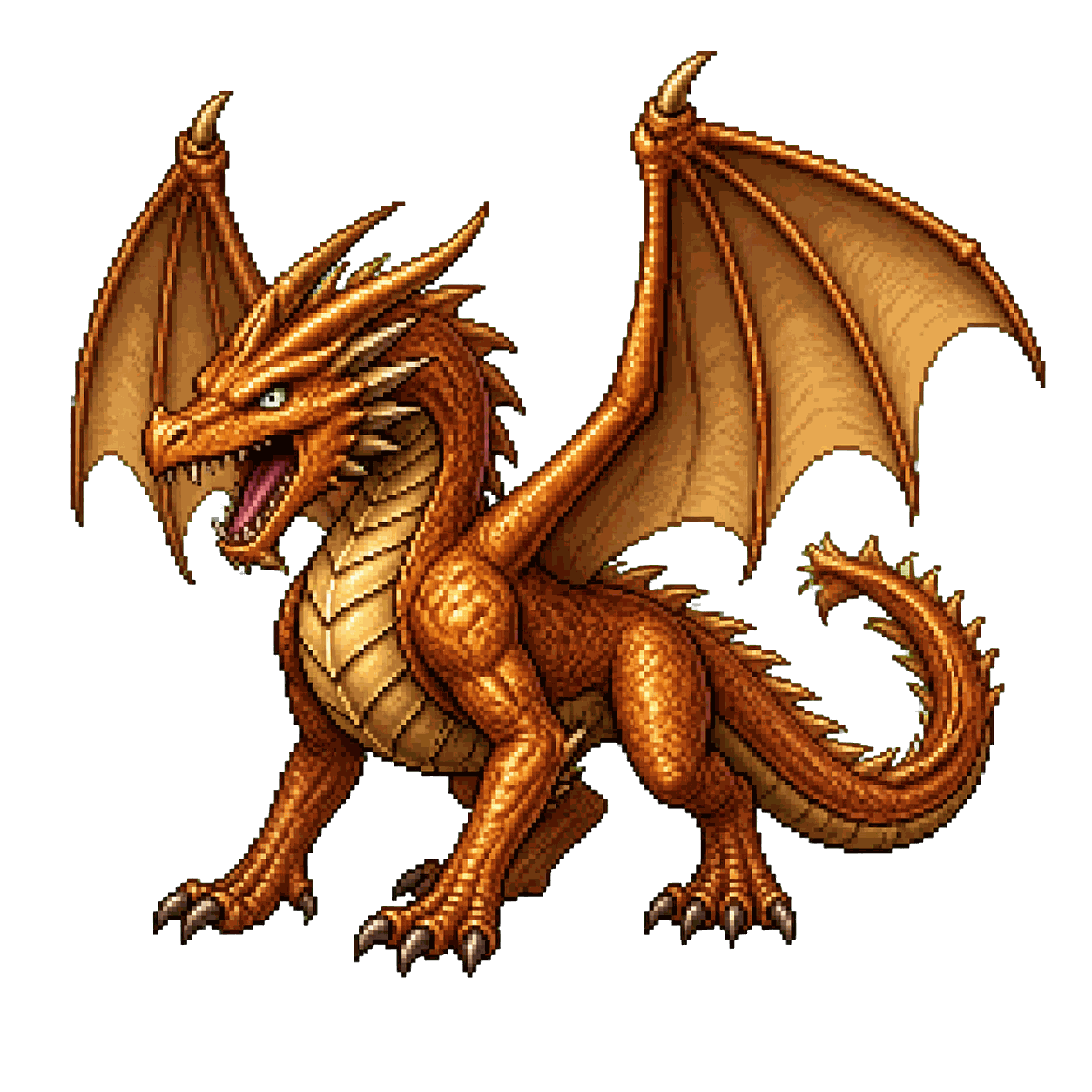 Static high-resolution pixel-art portrait of Copper Dragon Wyrmling.