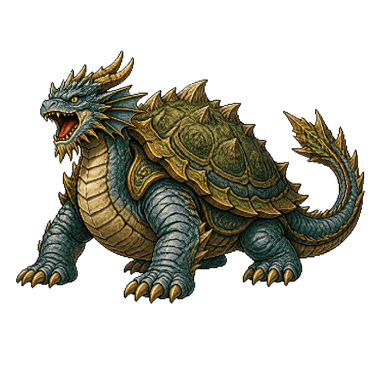 Static high-resolution pixel-art portrait of Dragon Turtle.