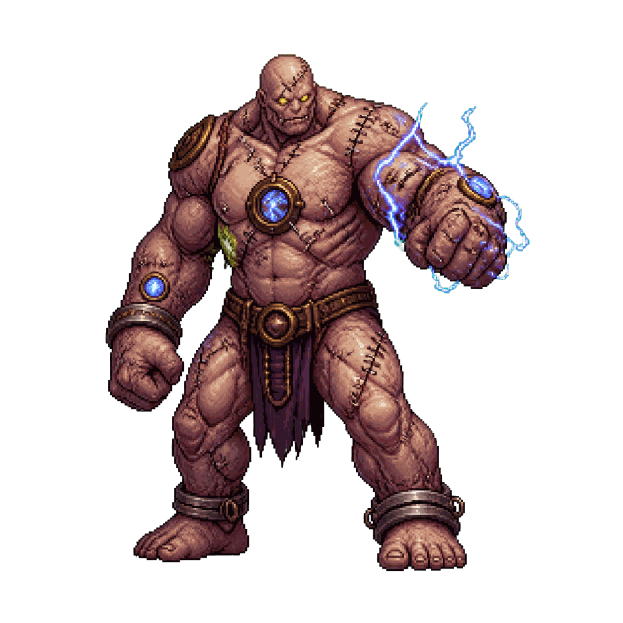 Static high-resolution pixel-art portrait of Flesh Golem.