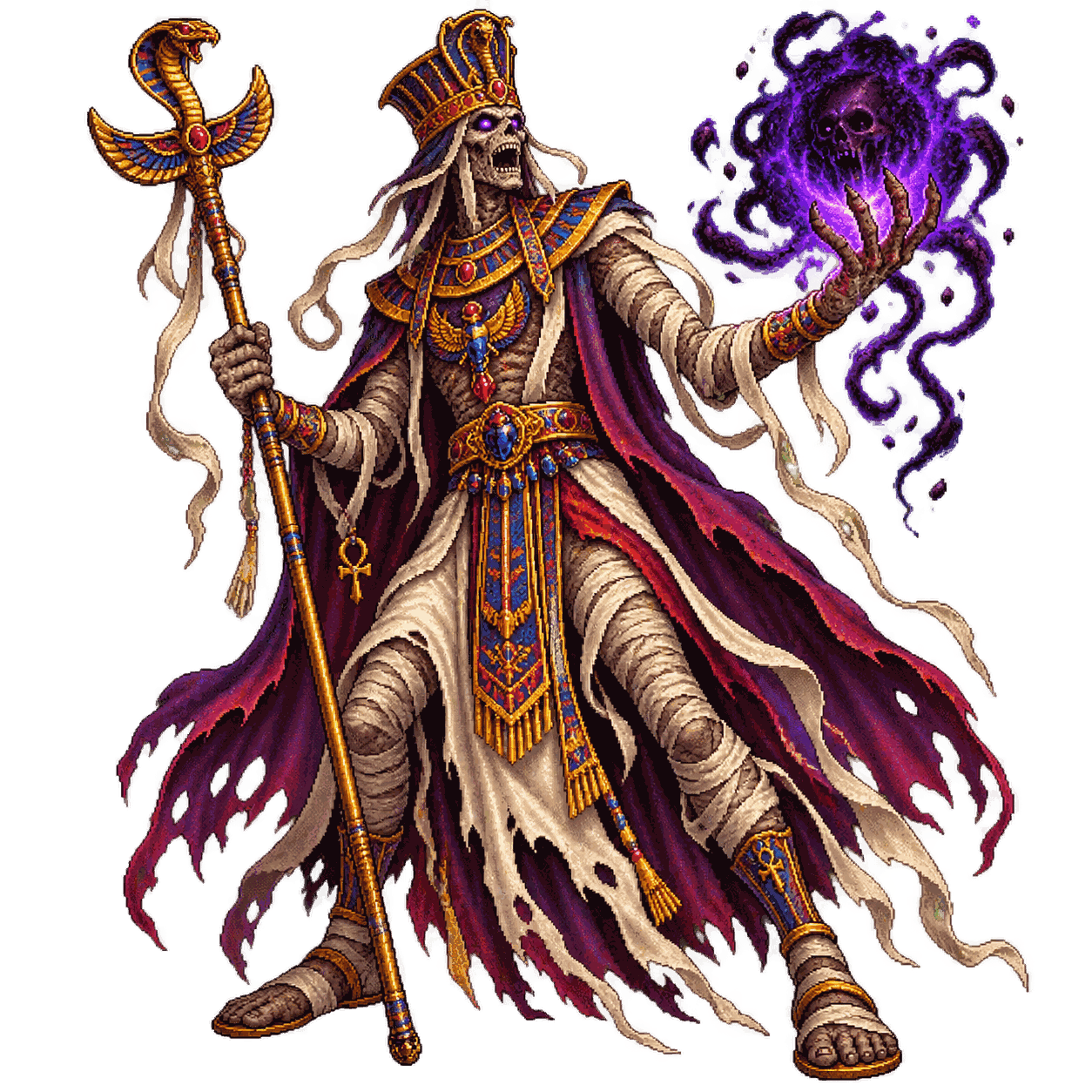 Static high-resolution pixel-art portrait of Mummy Lord.
