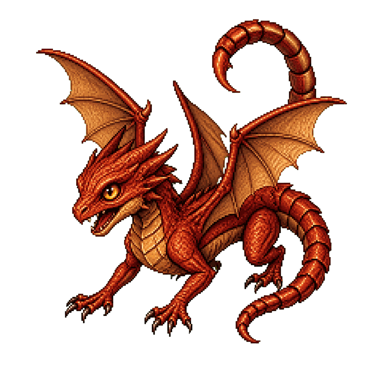 Static high-resolution pixel-art portrait of Pseudodragon.