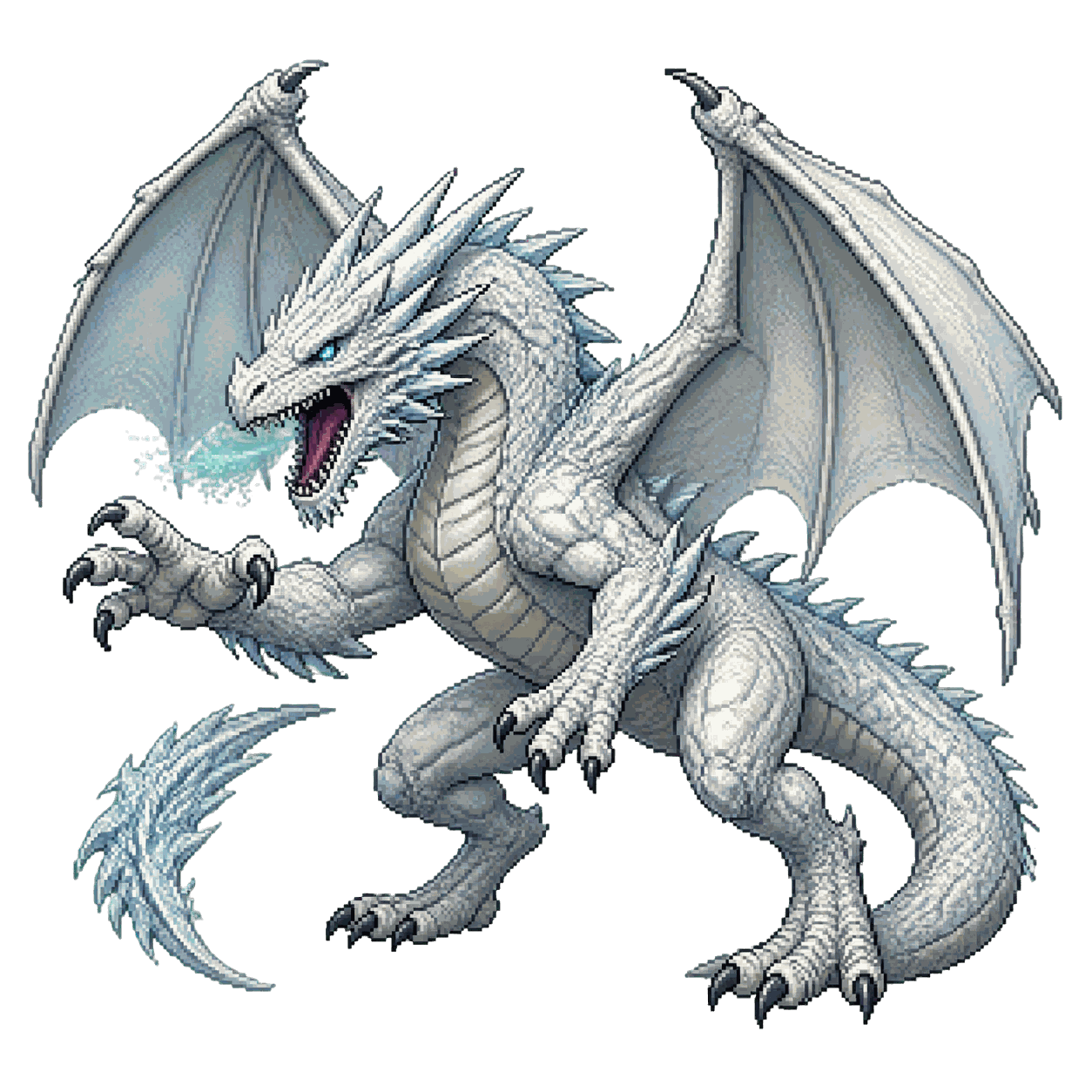 Static high-resolution pixel-art portrait of Young White Dragon.