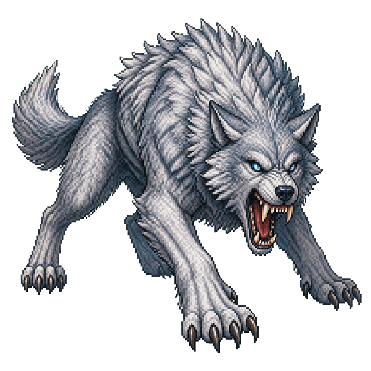 Static high-resolution pixel-art portrait of Winter Wolf.